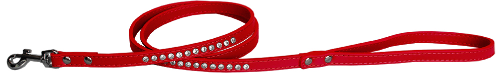 Clear jewel pet leash 1/2" wide x 4' long Red